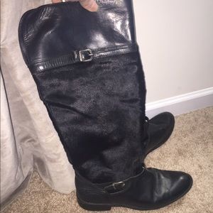 Frye calf hair black riding boots 8.5